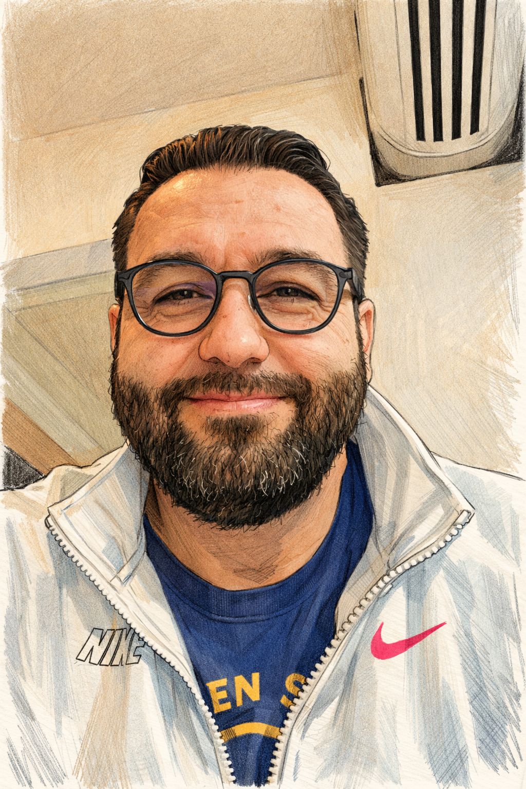 Illustriertes Portrait von Frank Mann